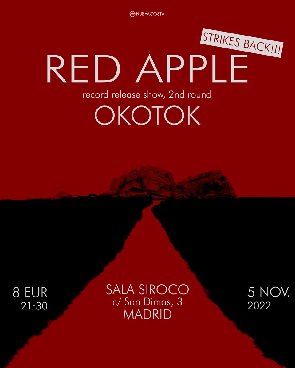¡Tenemos fecha para presentar el #okotok! El cinco de noviembre nos vemos a las 21:30 en la <a href="/SirocoSala/">Sala Siroco</a>. Ahora tenemos el doble de ganas, esperamos que vosotros también. ENTRADAS AQUÍ: entradium.com/events/red-app… #okokomeback