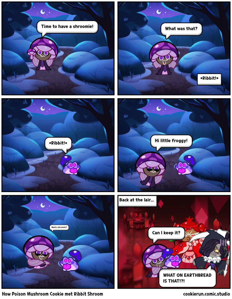 tala_artist's tweet photo. Once I saw Poison Mushroom Cookie's pet, it got me thinking.. (something went wrong with the 5th panel, too late to go back and fix it. hopefully you can still read it?)
#poisonmushroomcookie #CookieRunKingdom #cookierunovenbreak #cookiecomicstudio https://t.co/7z6Sv0GfHI