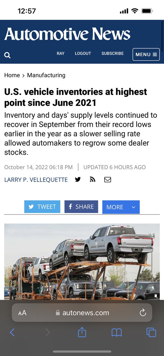 Zach Shefska on Twitter "US auto inventories are the highest they’ve