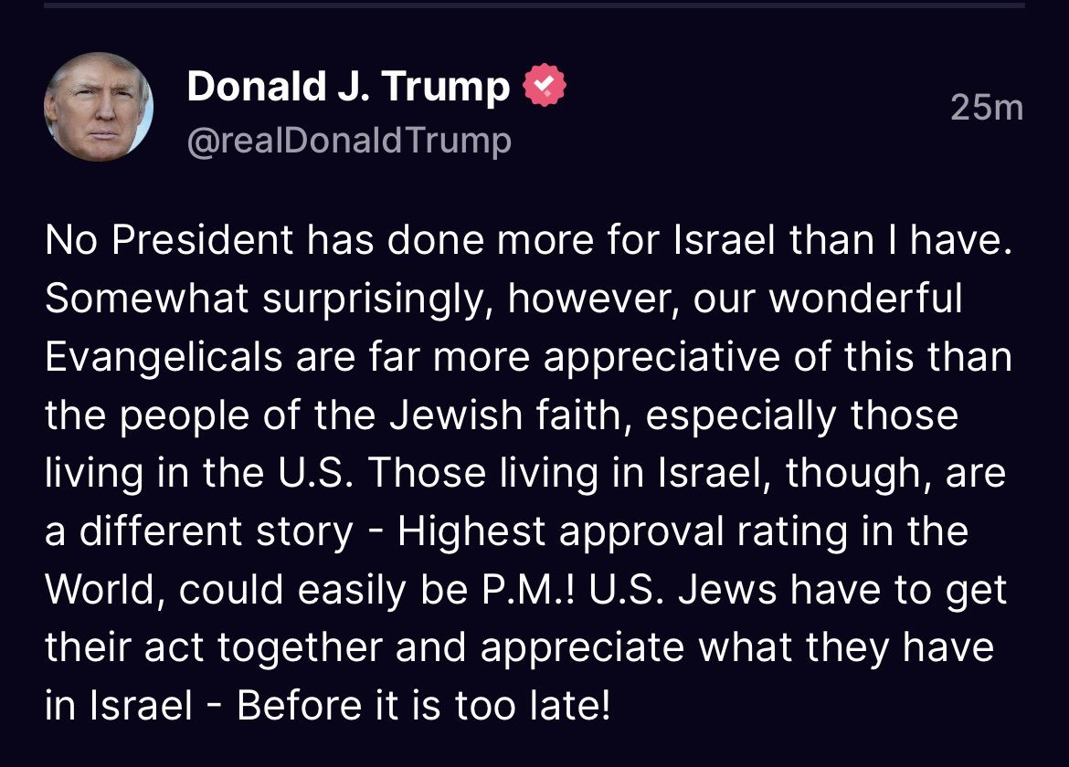 We don't need the former president, who curries favor with extremists and antisemites, to lecture us about the US-Israel relationship. It is not about a quid pro quo; it rests on shared values and security interests. This 'Jewsplaining' is insulting and disgusting.