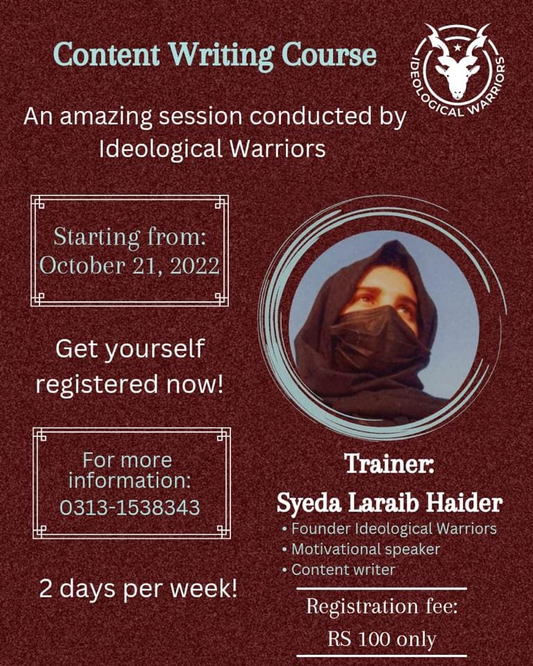 IW__Org's tweet photo. Get Registered
Foe more 👇
What's app
03131538343
#IdeologicallWarriors
#WarriorsofPeace
#contentcreation https://t.co/Xl13Amv9GR