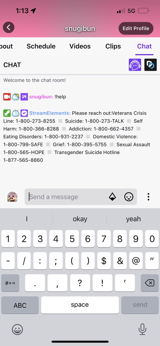 Please feel a free to copy my command it can literally save a life having information quickly accessible to your viewers. I’ve had a command like this for years, and I have it pinned in my announcements In discord because you just never know when someone will need it.