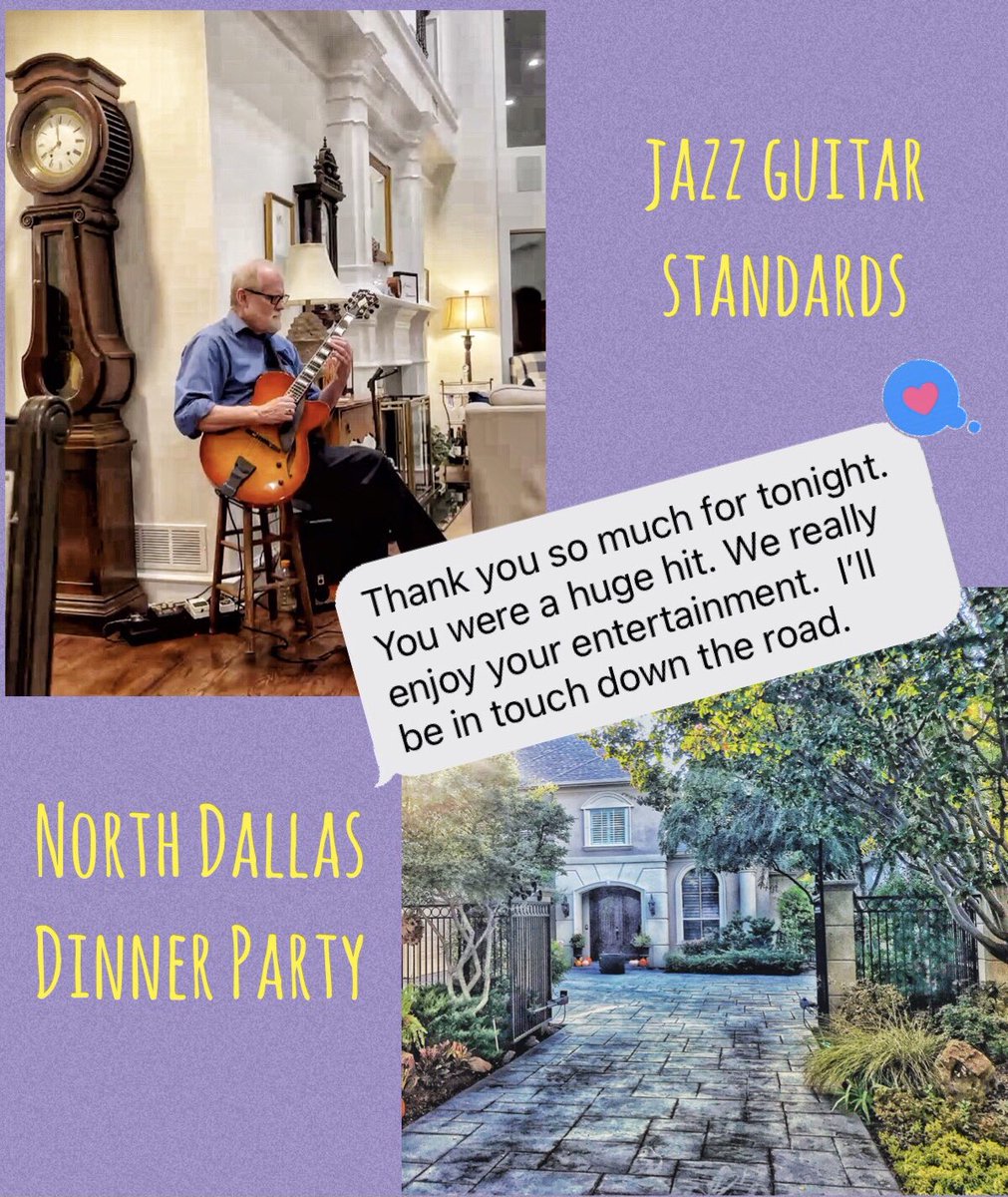 jazzgeetar's tweet photo. Dallas/Ft Worth: jazz guitar for your dinner or cocktail party takes it to another level ❤️🎶 #dallasparty #partyplanner #ftworthparty #dallaseventplanner https://t.co/VjfyV3WLK4