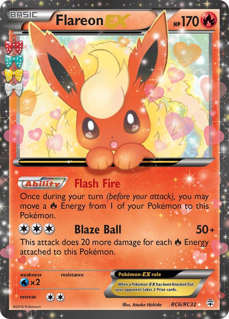 Today’s Pokemon Card of the day is Flareon EX from Generations! The illustrator is Atsuko Nishida!