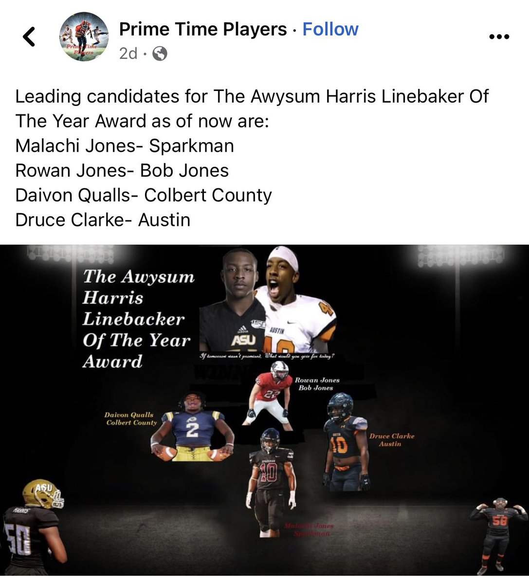 BJHS_Football's tweet photo. Rowan Jones (@JonesRowan22) is a leading candidate for the Awysum Harris Linebacker of the Year Award! 

#TheTimeIsNow  |  #weareBOBJONES https://t.co/tHc0li7O4Y