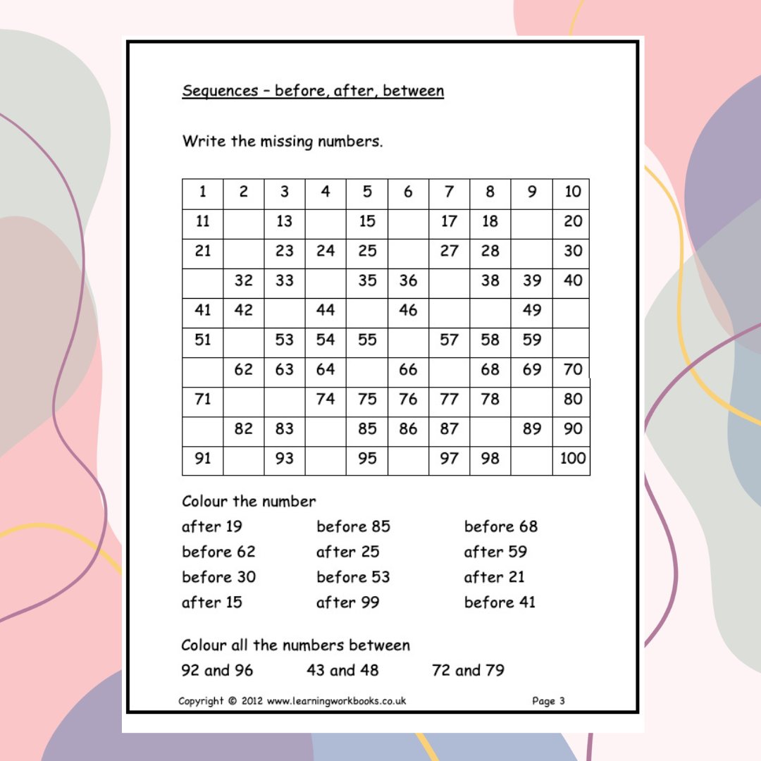 Learn_Workbooks's tweet photo. Numbers to 100 workbook for 6 year olds is designed to develop knowledge, understanding and skills of place value to 100. Key content includes sequencing numbers comparing, ordering and identifying odd/even numbers. #Numbers (link in bio) https://t.co/VtR995kT1Q