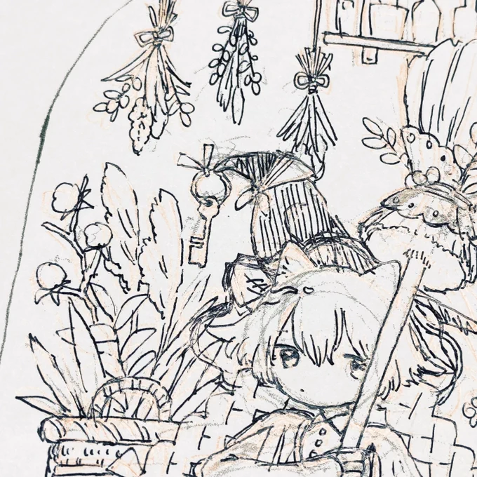 今描いているもののラフ🗝🧹 