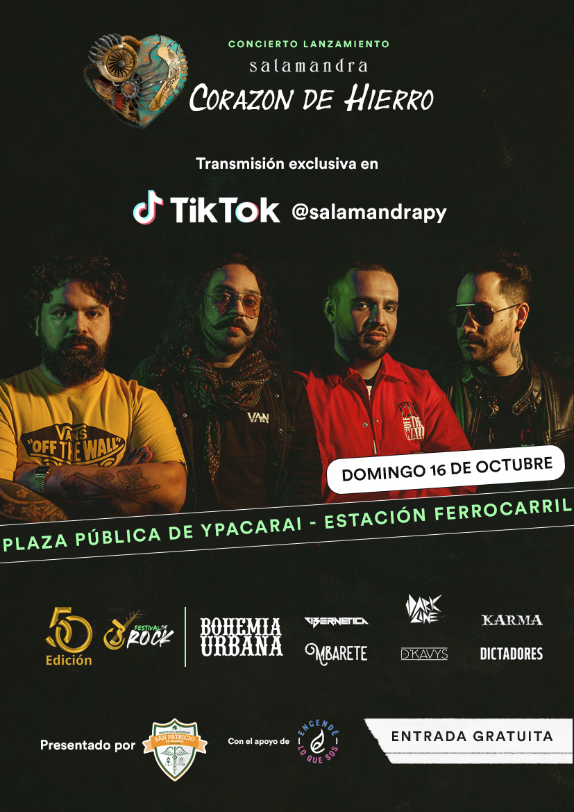 ¡Gente! Parte del Concierto Lanzamiento se va transmitir en exclusiva a través de TikTok Live 🔴 Seguinos en TikTok estamos como <a href="/salamandrapy/">Salamandra</a>  (tiktok.com/salamandrapy)