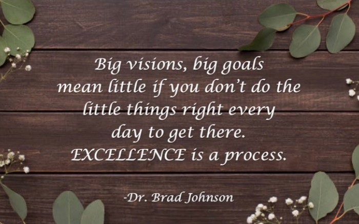 DrBradJohnson's tweet photo. You can't get the big things right until you consistently get the little things right! https://t.co/MMgBafJkVA