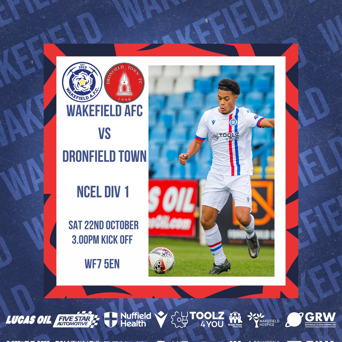 Wakefield_AFC's tweet photo. 📆 NEXT UP 📆

Saturday we host @DronfieldTownFC in  @NCEL Div 1. As they look to avenge the 3-0 defeat in the reverse fixture.

Sunday @WAFC_Women team are in FA cup action as they host higher league opposition @HullCityLFC #magicofthecup

https://t.co/HYdabysKro

❤️🤍💙 https://t.co/7kAiboFb12