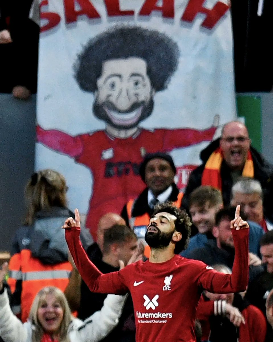 One of the great Anfield images. Mohamed Salah - you absolute genius. A great goalscorer but just as important a great worker for his side on and off the ball.