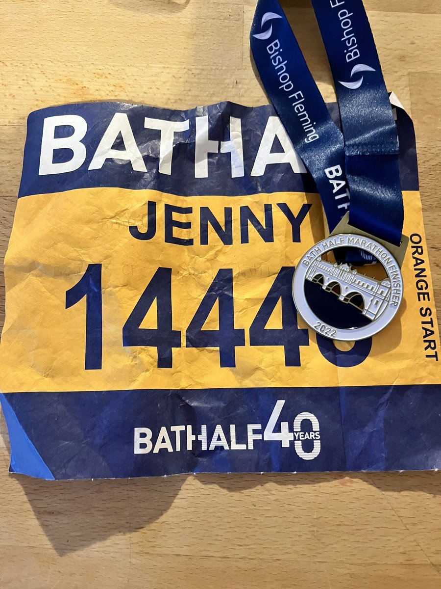 JennyRolfe's tweet photo. We actually did it. THANK YOU so much to everyone who donated, it 100% helped me get through it. I’m broken. I’m never doing it again. But I’m proud. 😘 #bathhalf https://t.co/ar4XMFdBpX