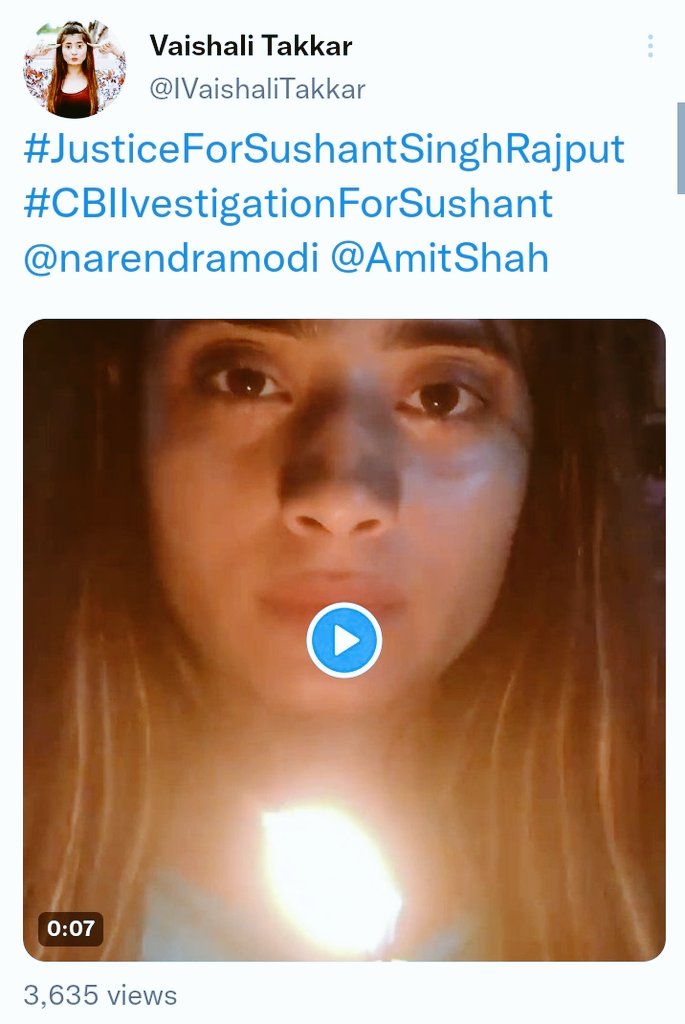 its_AkRaj's tweet photo. Last four tweets of #VaishaliTakkar @IVaishaliTakkar are on SSR for his justice ! 

Rip #VaishaliTakkar 🙏 https://t.co/uCMs3YBgRb