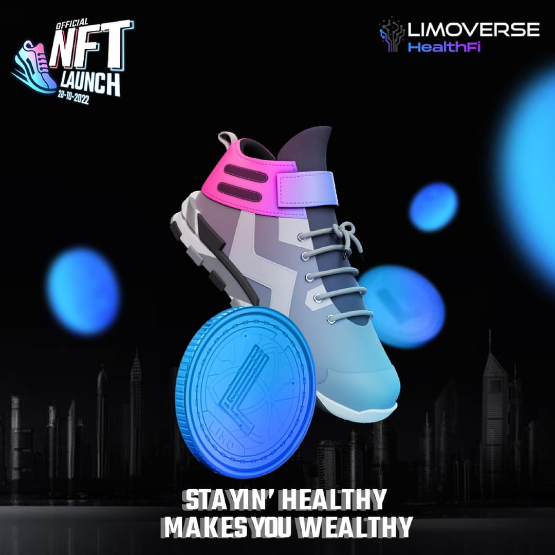 It’s your ticket to the incredible #Metaverse Worlds of #Health and #Wellness!

We’re almost ten days away from our Official #NFT launch event at #DubaiActive.

Download the #Limoverse app, buy your favourite sneaker NFT and start earning when you move!
#NFT #NFTlaunch #Healthfi