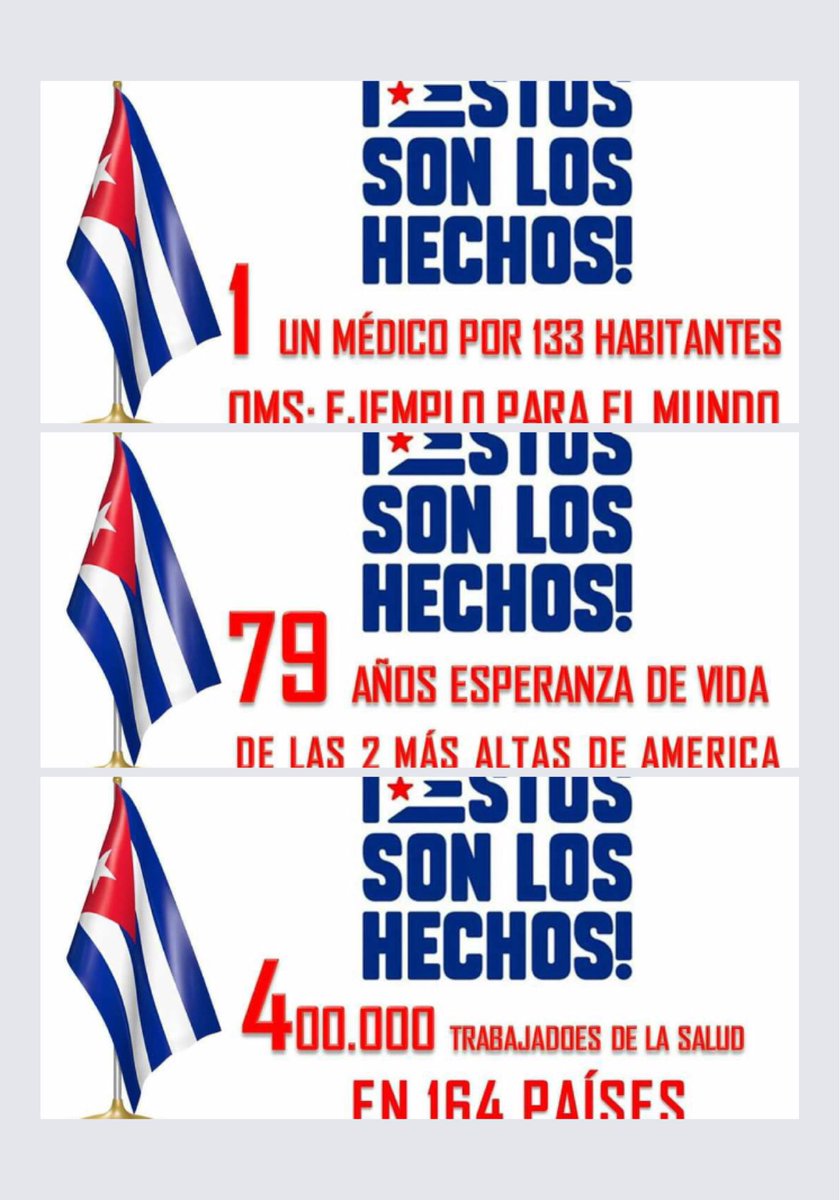 ¡Estos son los hechos! 😊👍

Se puede estar de acuerdo o no con la Revolución, pero esta ha hecho por todos, sin distinciones. Su generosidad no tiene límites.
#CubaEsAmor