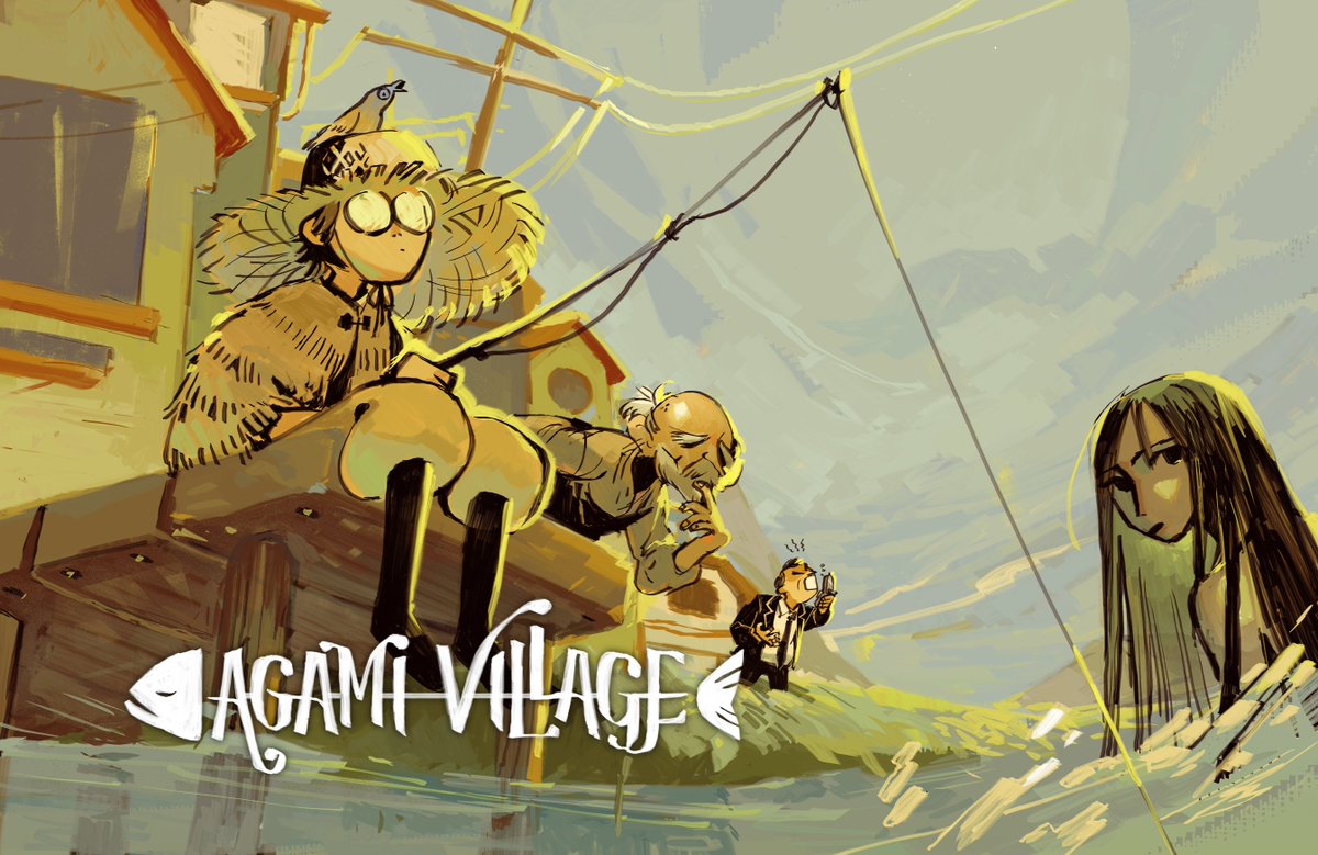 🐟Game time!!!🦭

<a href="/peevishpants/">Weiwei @yanland @Asian Community Arts Market NAC</a> and I made AGAMI VILLAGE for <a href="/HandEyeSociety/">Hand Eye Society</a>'s #SuperFESTival game jam– a little visual novel where you can fish and uncover secrets!! Check it out and be sure to check out the rest of the festival while you're at it!!
staradavid.itch.io/agami-village