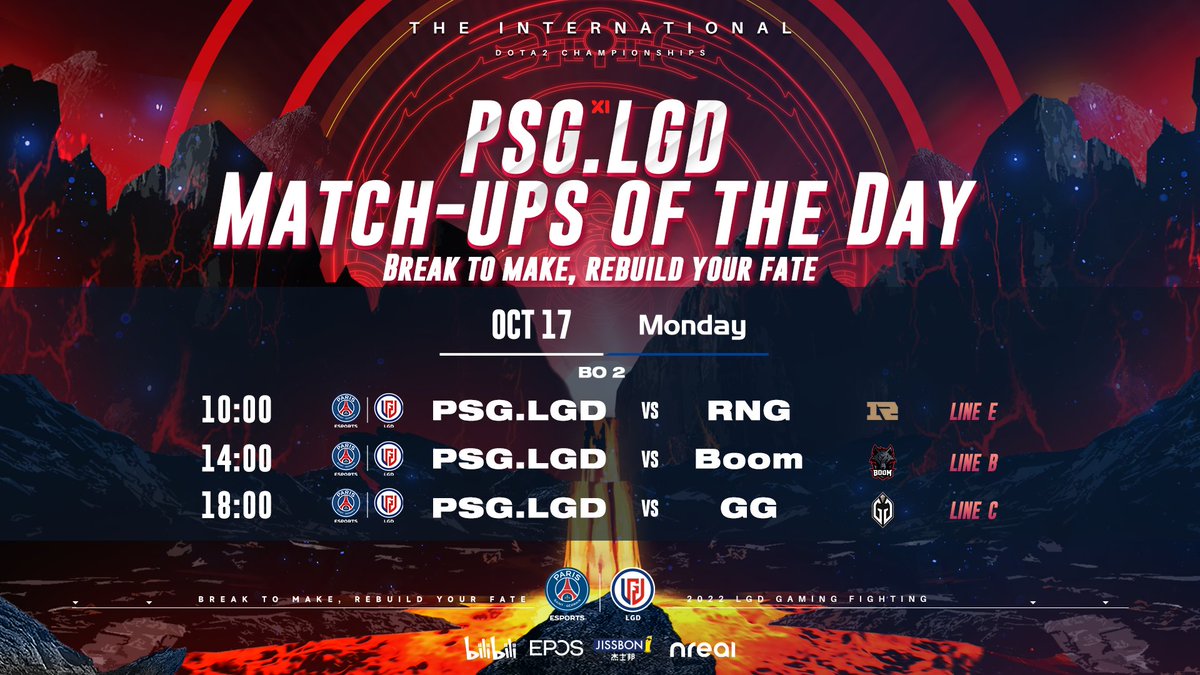 ⏰#TI11 Group Stage Day 3 Oct 17th 10AM PSG.LGD vs RNG 2PM PSG.LGD vs Boom 6PM PSG.LGD vs GG (UTC+8)