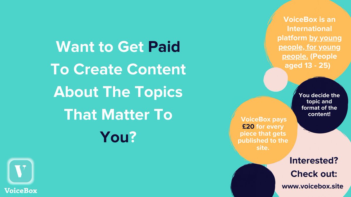 We are always looking for more young content creators to talk about the topics that matter to them! So if you want to have your content featured on our site and get paid reach out to us here: voicebox.site/get-involved

#youthvoices #students