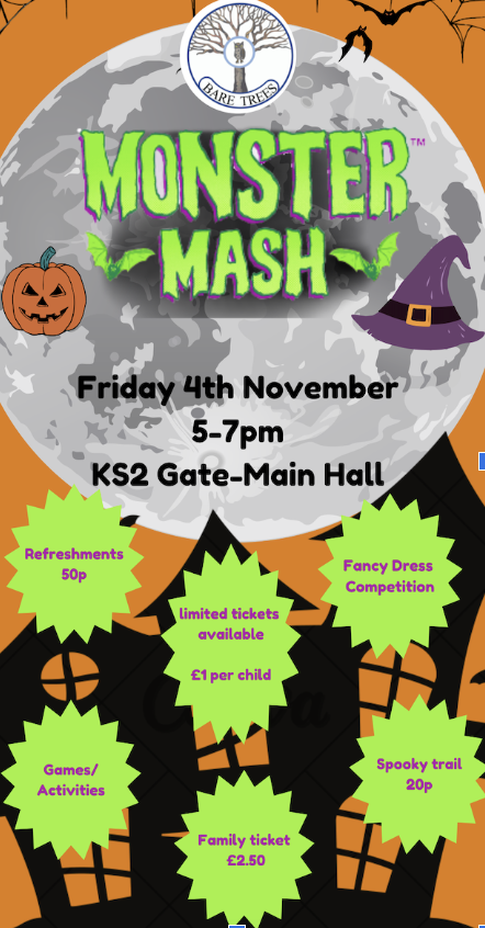 TreesBare's tweet photo. Who’s excited for the Monster Mash? Get your tickets from the office. #spookytrail #halloween https://t.co/fR6ISoZ1VL