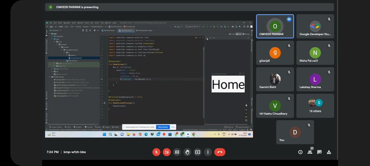 dscpgdav's tweet image. Android Compose Camp 🏕 Session 4 Completed Successfully!!💯🔥💫
#Google #googledevelopers #googledevelopersstudentsclub #android #ComposeCamp #composecamp