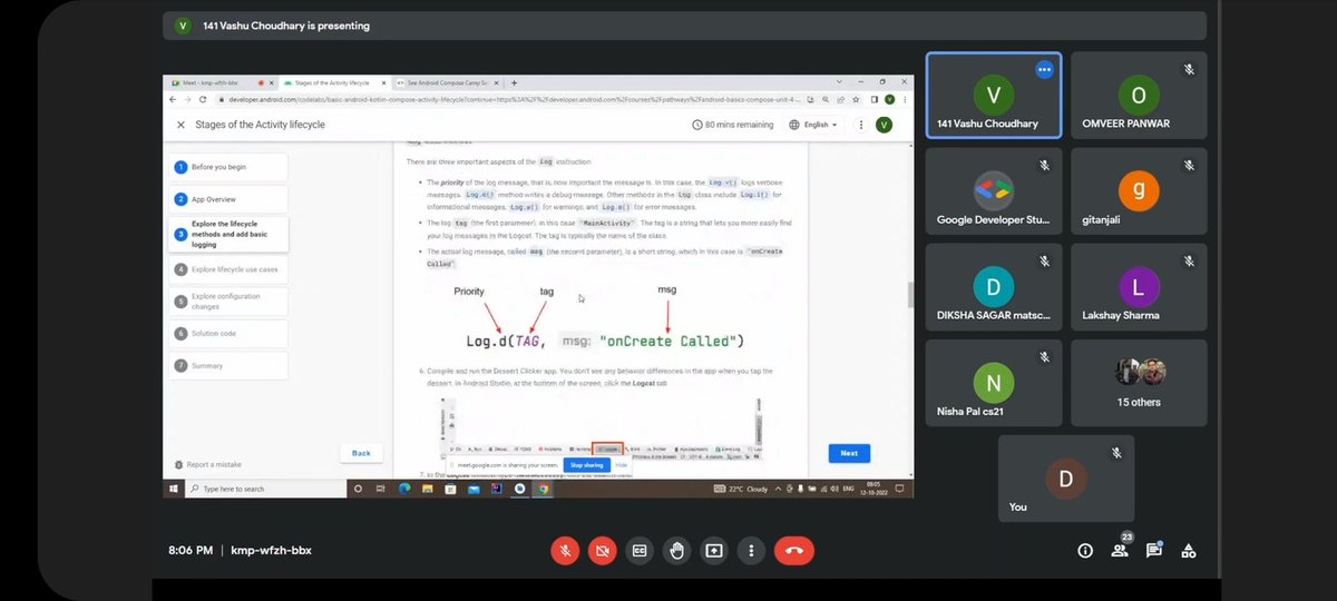 dscpgdav's tweet image. Android Compose Camp 🏕 Session 4 Completed Successfully!!💯🔥💫
#Google #googledevelopers #googledevelopersstudentsclub #android #ComposeCamp #composecamp