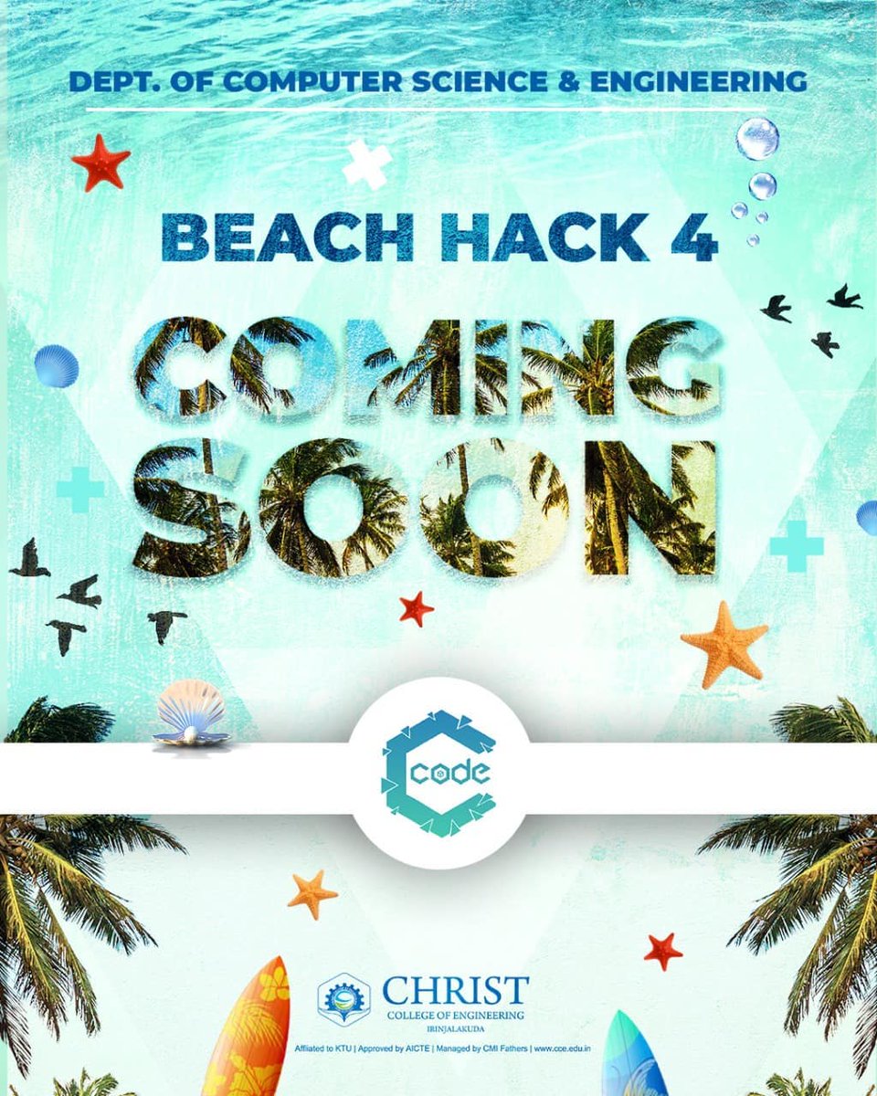 beachhackathon's tweet image. We, the Community of Developers (CODe), bring to you the 4th edition of Beach Hack!! 🌊💻

🏖 Beach Hack is our highly successful HACKATHON event, where the best of the coding teams  win grand prizes.🏆 💫

#BH4 #BeachHack #ChristCollegeOfEngineering @CODe_cce