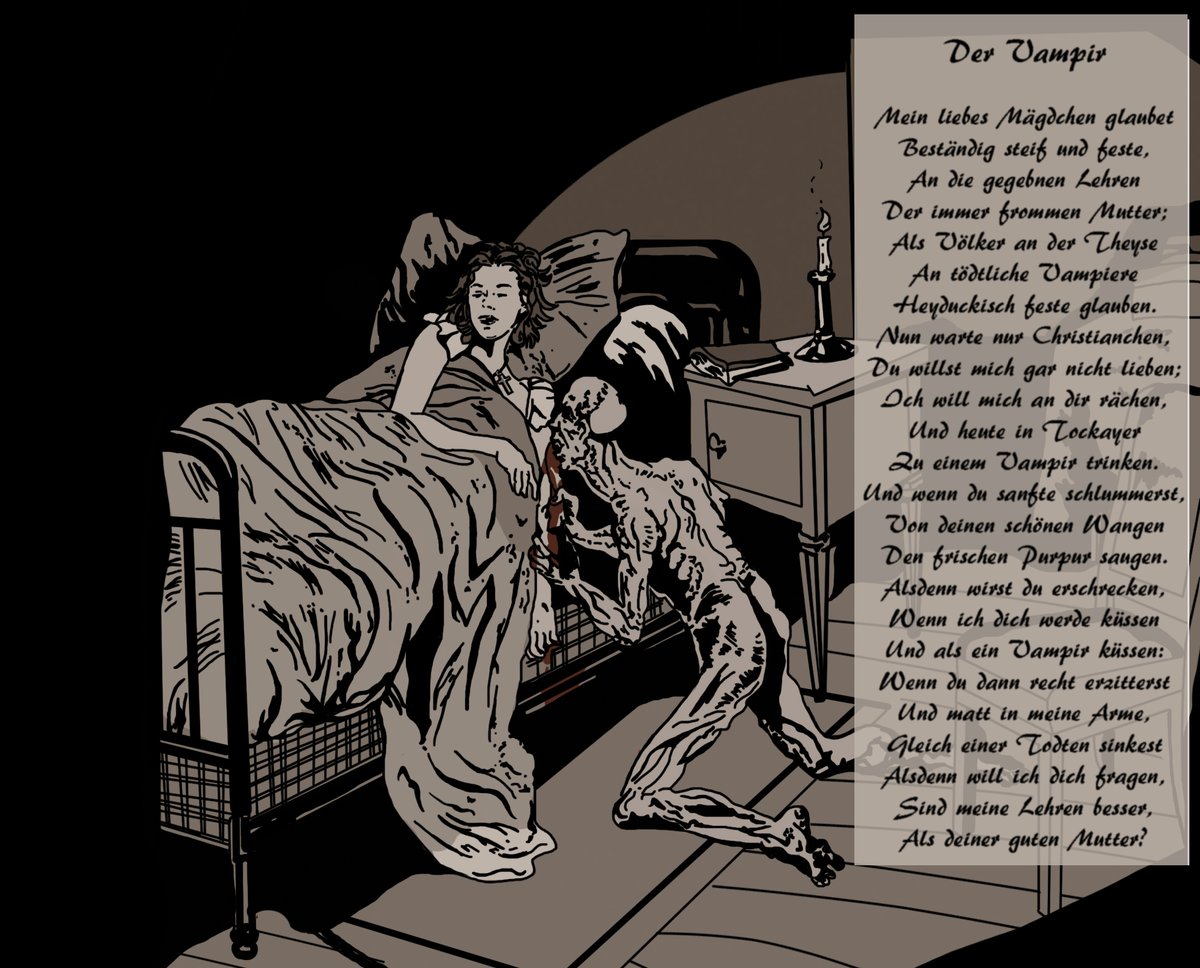 AMonstersGTS's tweet photo. Drawing based on an illustration from the book ' La vie mysterieuse ', published in 1910 and the poem is the short German poem Der Vampir in 1748 by Heinrich August Ossenfelder

#vampire #fanart #illustration #horror https://t.co/MpqsxOjmvZ