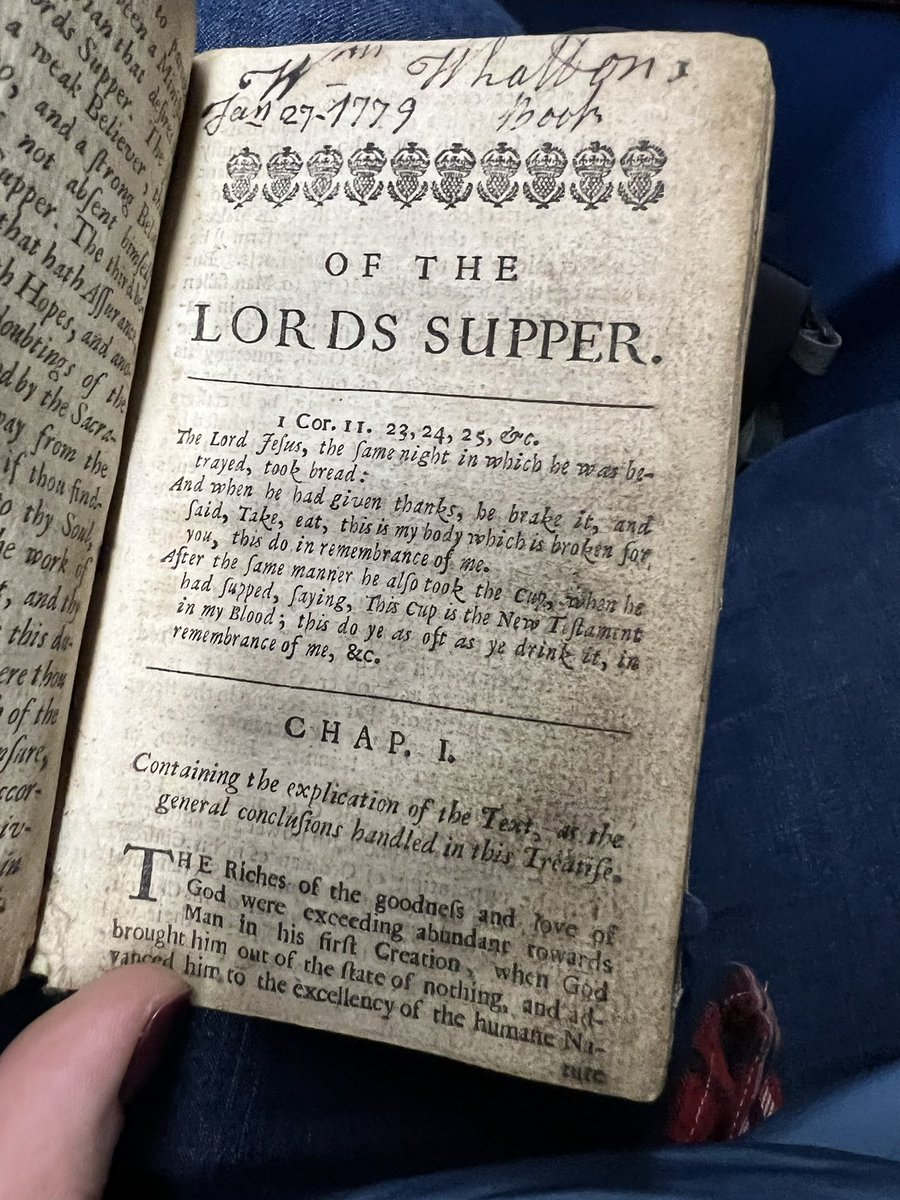 Went to the Tynemouth quarterly book fair today and found a great janky book on the £2 table: a copy of an early 19c edition of poems, bound with Dolittle’s “Treatise on the Lord’s Supper” with ownership marks dated 1779