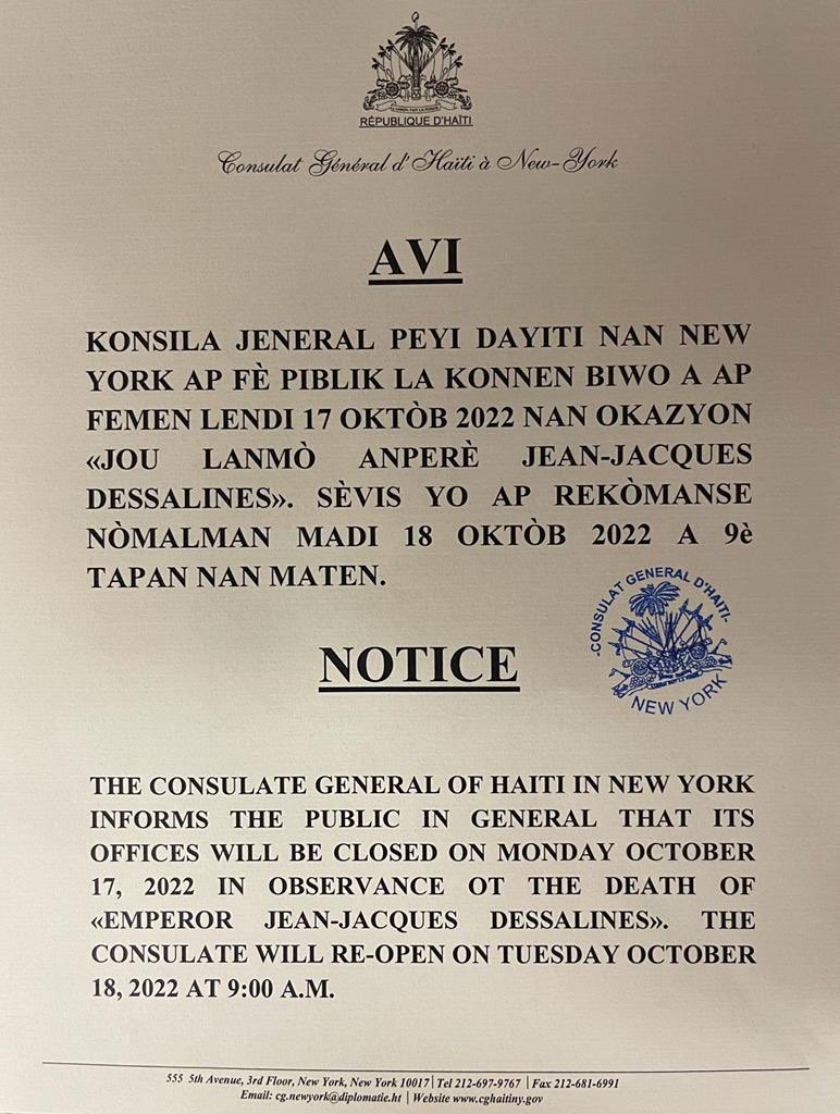 Consulat Général d’Haïti à New York (@haitiinnewyork) on Twitter photo 