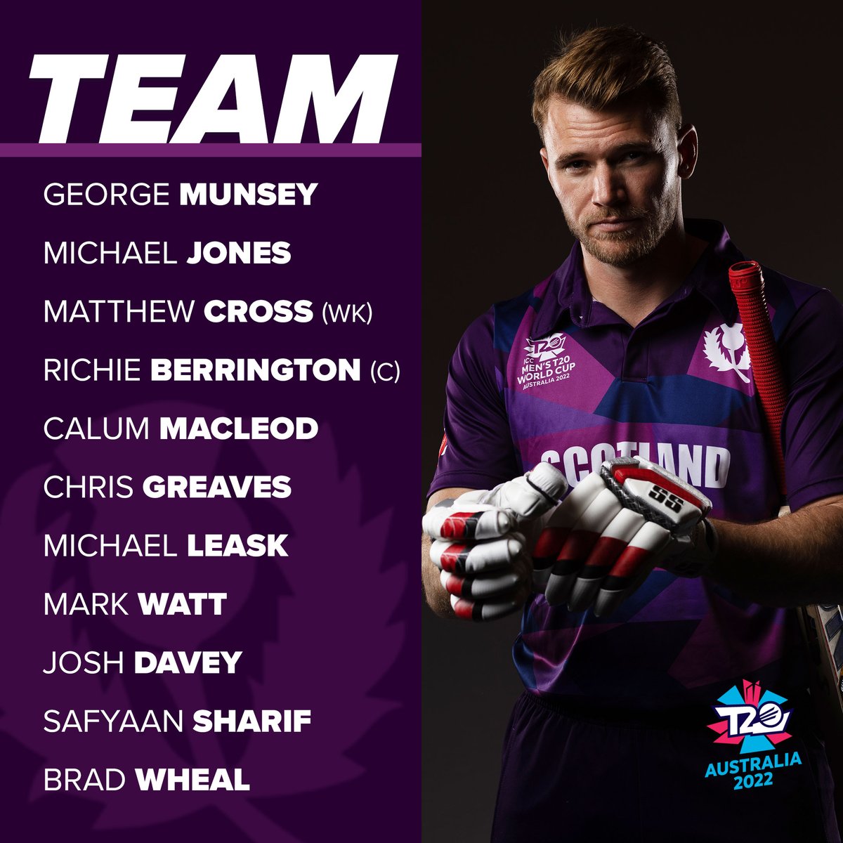 CricketScotland's tweet photo. This is it. 

Our opening fixture of the @T20WorldCup. 

Catch the action on Sky Sports Main Event and Sky Sports Mix now! 🙌

#FollowScotland 🏴󠁧󠁢󠁳󠁣󠁴󠁿 https://t.co/oud7CkPrQZ