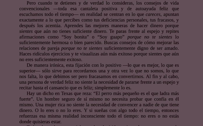 Ethereal_fem's tweet photo. “Y si sueñas con algo todo el tiempo, entonces refuerzas esa misma realidad inconsciente: no eres o no estás dónde quisieras estar”. 

-El sutil arte de que te importe un carajo 🔱 https://t.co/isMKyCf628