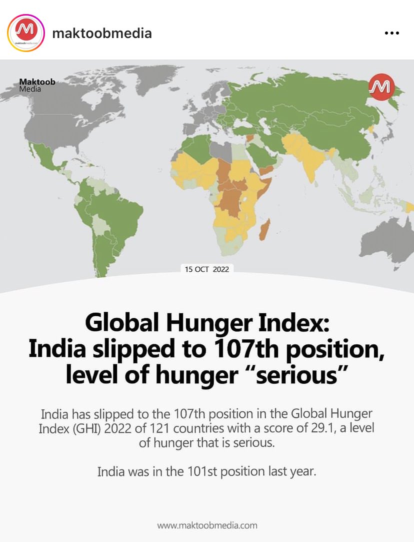 SHAHNAZRAFIQUE1's tweet photo. #globalhungerindex #hungerinindia #poverty #maktoobmedia @INTUCnational @INCIndia @UNDP https://t.co/AmXCyddtaa