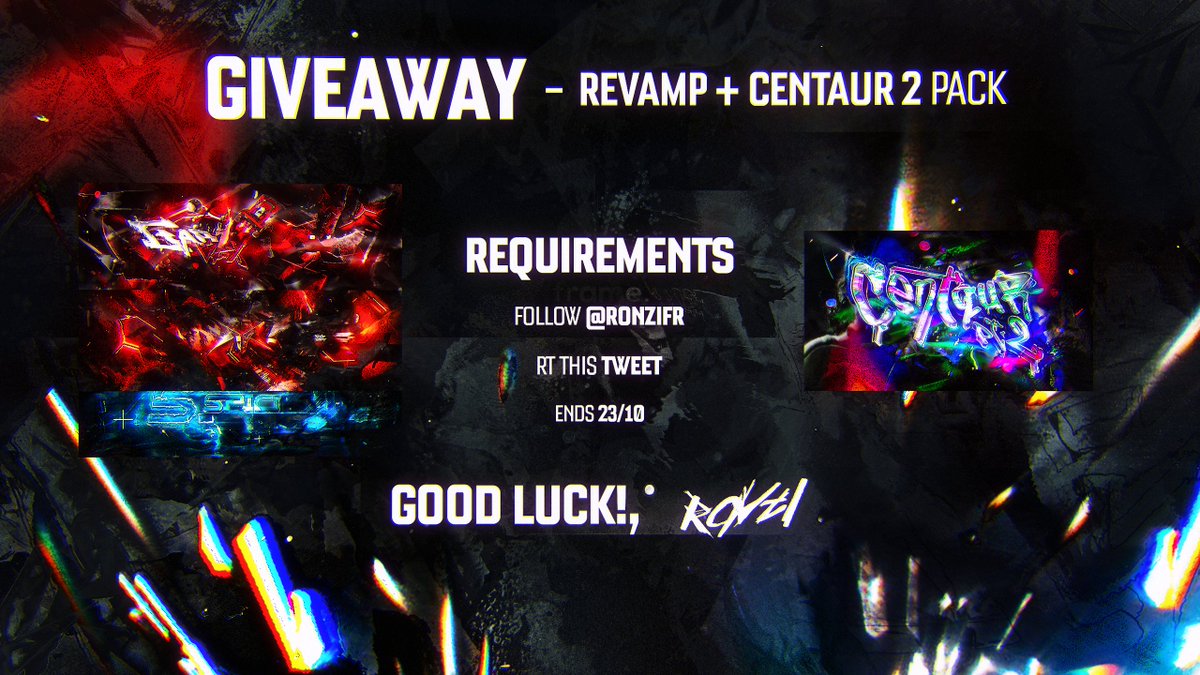 GIVEAWAY - REVAMP + CENTAUR 2 PACK
REQUIREMENTS: 
- Follow <a href="/ronzifr/">roy</a> 
- RT this tweet
Ends 23/10
GOOD LUCK