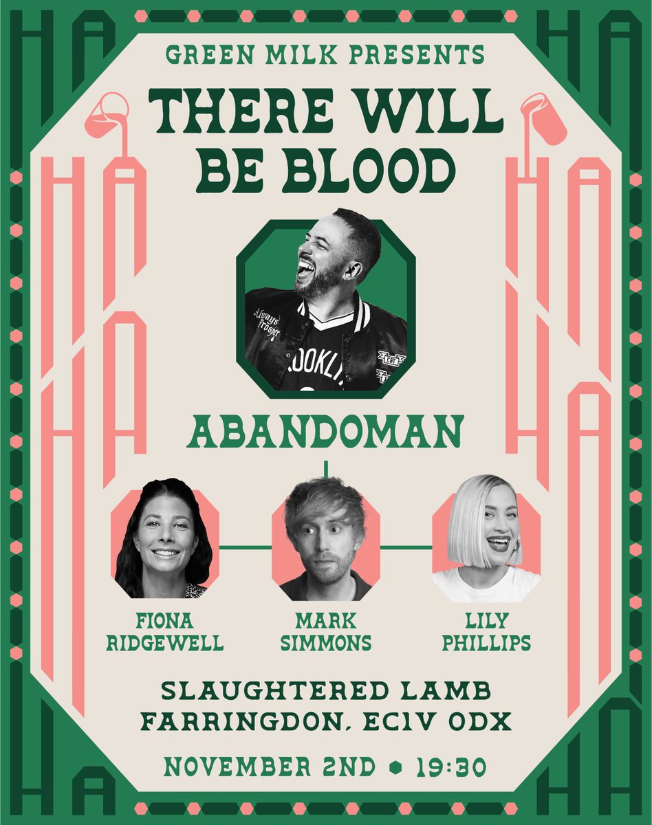 Have we tweeted about this yet? We back baby. 2nd Nov. <a href="/slaughteredlam/">The Slaughtered Lamb</a> with <a href="/Abandoman/">Abandoman</a> <a href="/JokesWithMark/">Mark Simmons: UK Tour Now On Sale</a> <a href="/lily_comedy/">LilyPhillipsComedy</a> &amp; Fiona Ridgewell. Tickets alreddi running low.

greenmilk.co.uk/live/there-wil…

#livecomedy #allsoulsday #London