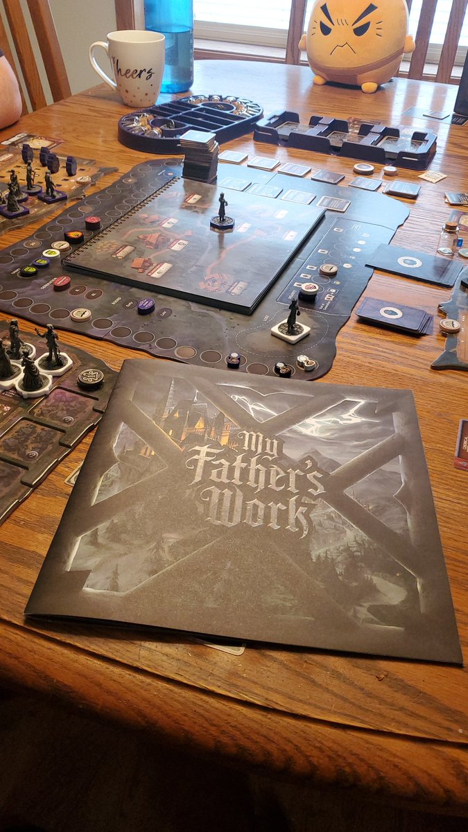 A perfect Octoberv Sunday afternoon: hot apple cider, #pumpkinspice coffee, and a #boardgame that is fun and dripping with ambience and flavor from <a href="/PlayRenegade/">Renegade Game Studios</a>.  #tabletopgames #spooky #MyFathersWork