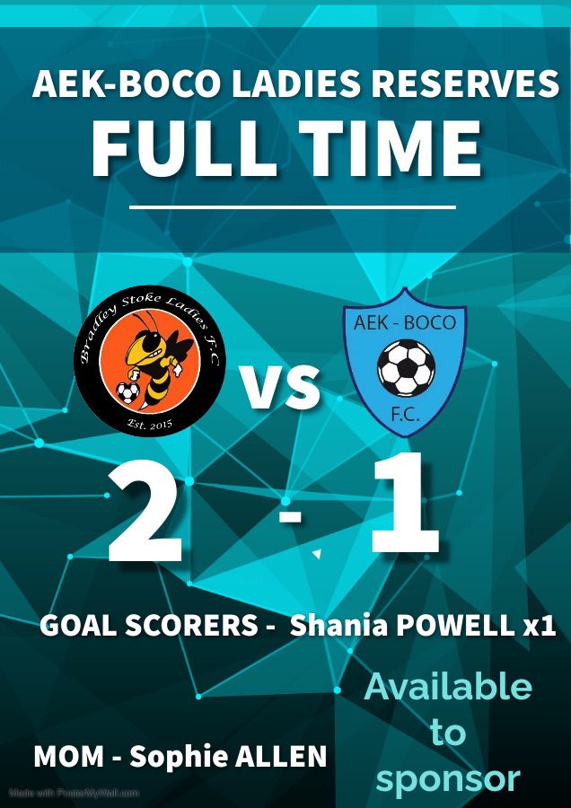 aekbocoladiesfc's tweet photo. FULL TIME โฝ๏ธ
A win on the road for the First Team VS @PaultonLadies slow first half but really kicked on in the second, 5 goals by 4 different strikers ๐คฉ Reserves suffer their first loss of the season in a close game VS @BradleyStokeLFC ๐ต
MOM - @LfSasha & @Sophallenxo ๐๐ป https://t.co/R04gaIbtNY