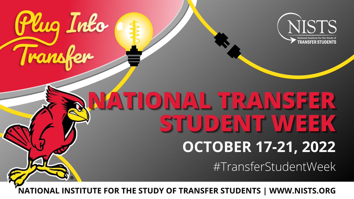 Happy National #TransferStudentWeek! We hope you'll plug into the activities we have scheduled for you this week. We can't wait to celebrate *you* #TransferRedbird, so be sure you're following @ISUAdmissions for the schedule of events!