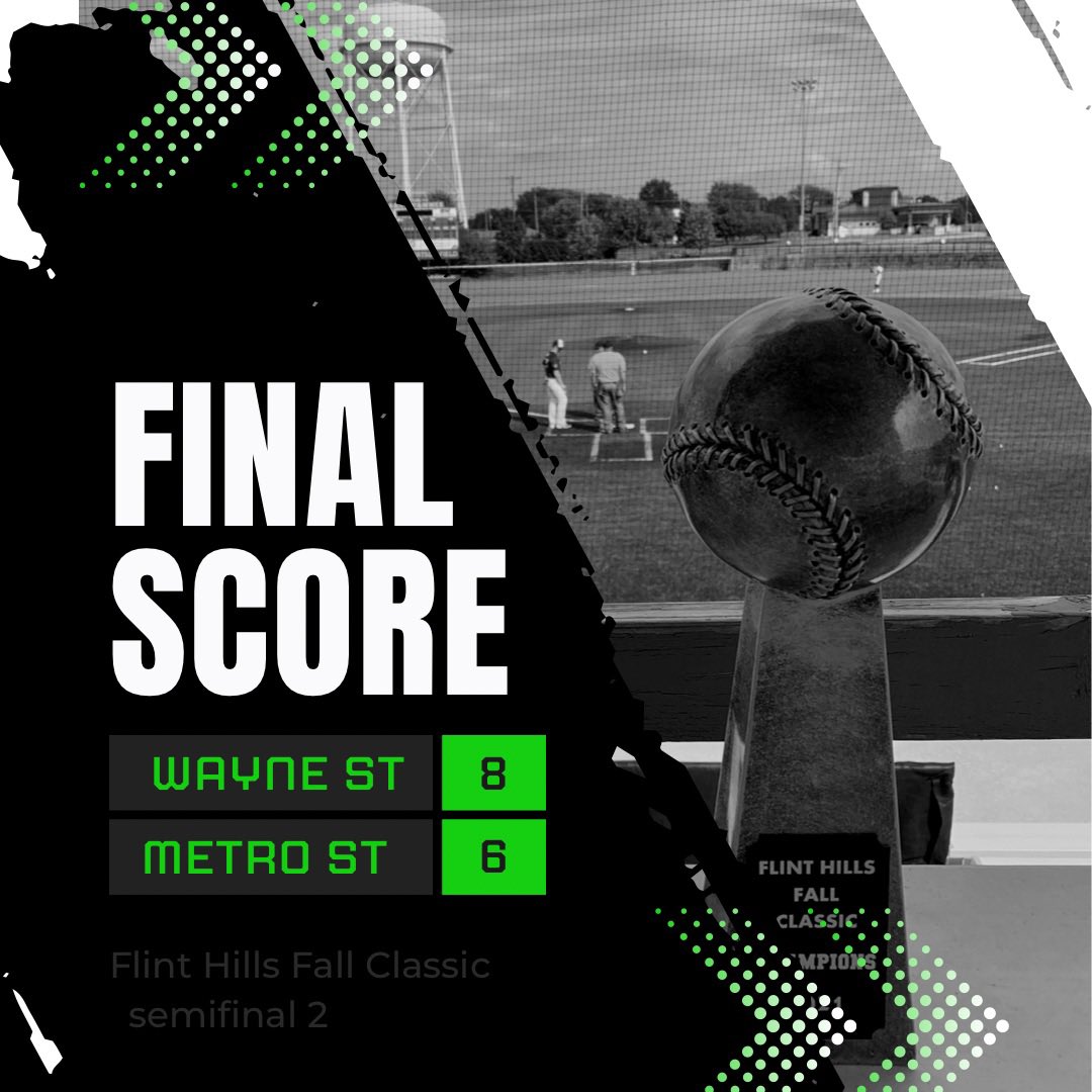 Flint Hills Fall Classic (@fhfallclassic) on Twitter photo All. The way. Back. After finishing last in pool play, 7 seed <a href="/WayneStateBase1/">Wayne State Club Baseball</a> advances to the championship game! All. The way. Back. After finishing last in pool play, 7 seed <a href="/WayneStateBase1/">Wayne State Club Baseball</a> advances to the championship game!