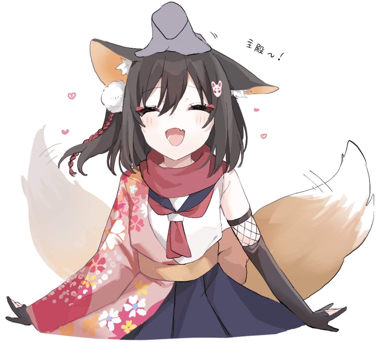 izuna (blue archive) 1girl tail animal ears fox ears fox tail closed eyes headpat  illustration images