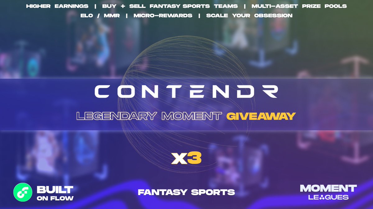 Contendr's tweet image. We are giving away 3 @nbatopshot legendary moments to celebrate the beginning of the season! 

How to enter 👇

1. Like &amp;amp; Retweet this tweet
2. Follow us @ContendrHQ 
3. Join your favorite team's clubhouse on our website contendr.app

Ends OCT 30th.
🏀🗑️🚀🚨

#onFlow