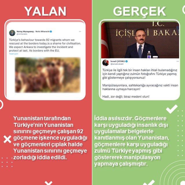 ❌Türkiye’nin Yunanistan sınırını geçmeye çalışan göçmenlere işkence uyguladığı ve göçmenleri çıplak halde sınırı geçmeye zorladığı iddia edildi. ✅İddia asılsızdır. Yunanistan, göçmenlere uyguladığı zulmü Türkiye yapmış gibi göstererek manipülasyon yapmaya çalışmıştır.