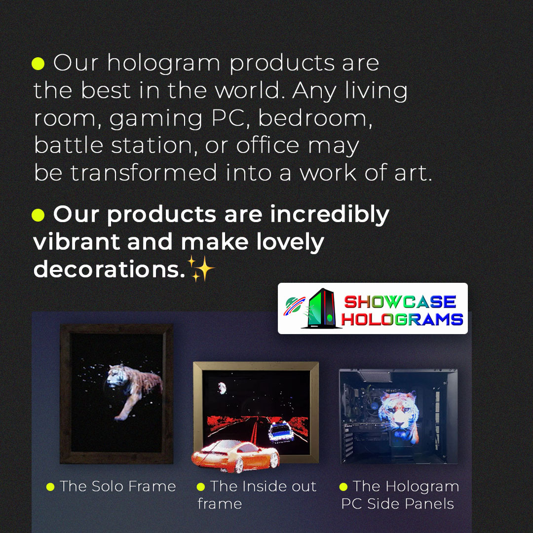 Check out our Hologram Tech - showcaseholograms.com 

#tech #holograms #cyberpunk #future #gaming #gamingpc #pcgamer #pcsides #pccase #computers