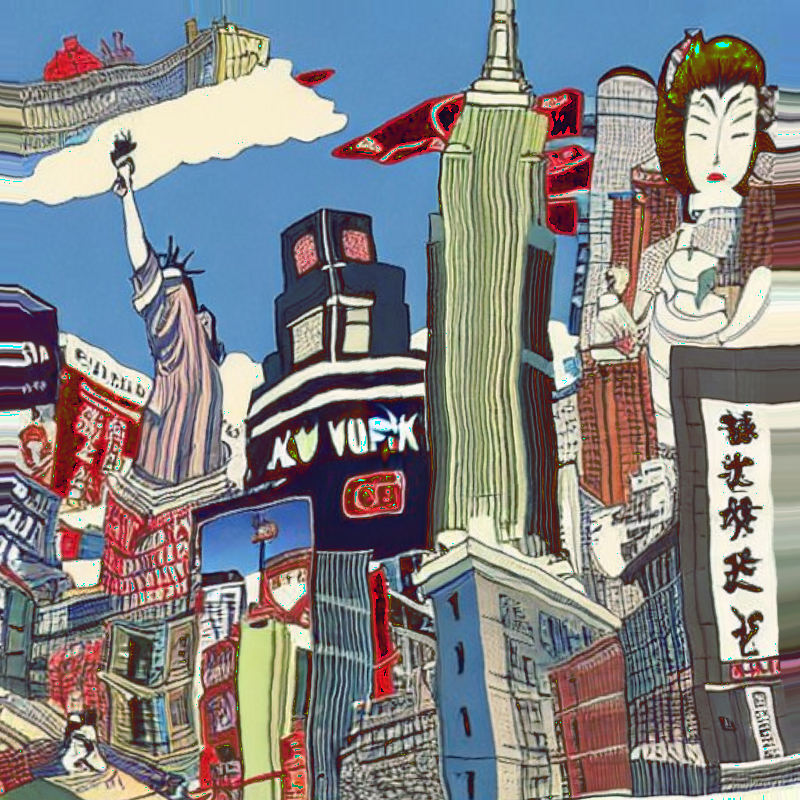 IMAGINARY NEW YORK IN UKIYO-E by <a href="/aakizukii/">akizuki.eth🗼blockchain artist</a> - well worth viewing live to see it glitch ♥️ #fxhash