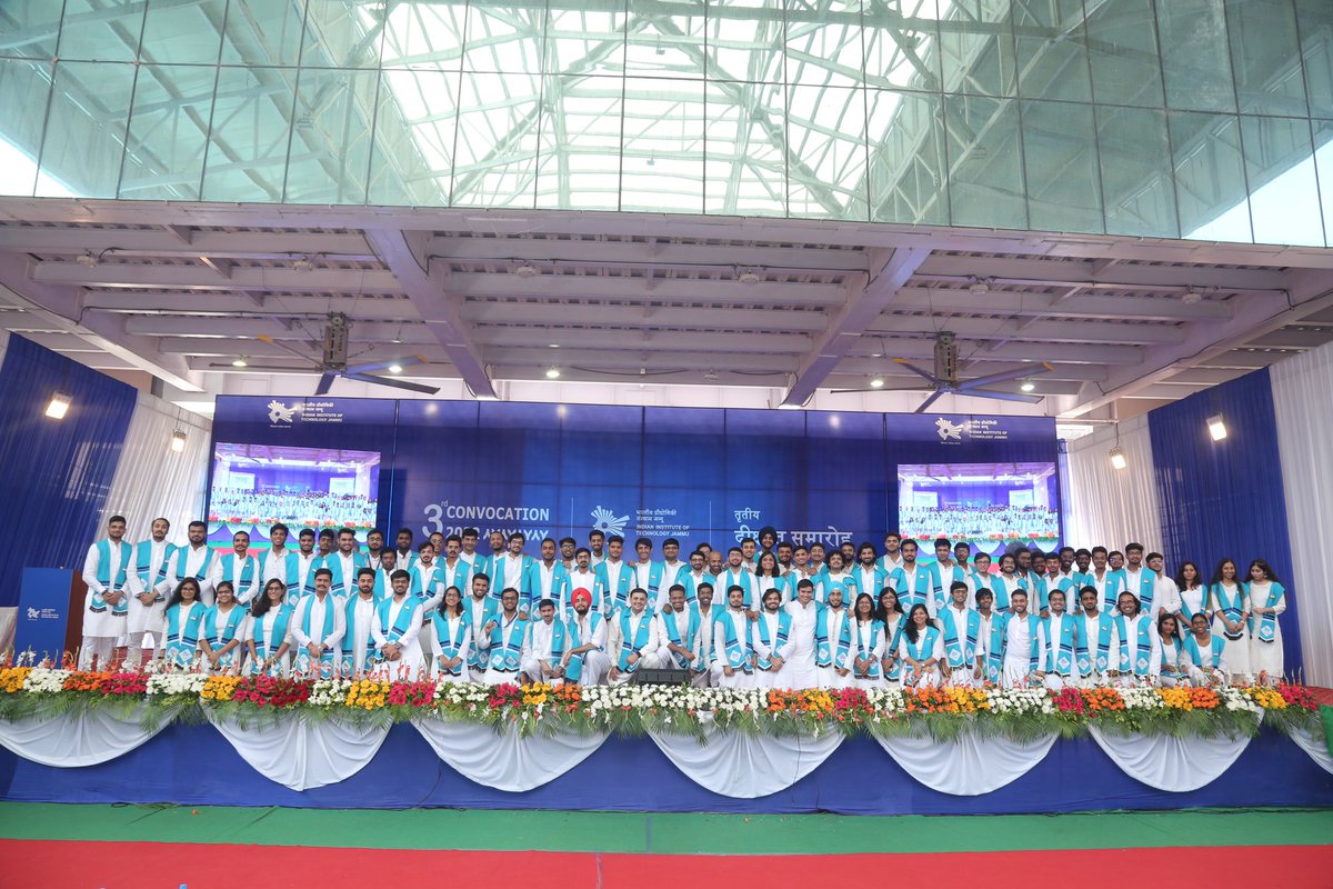 IITJammu's tweet photo. IIT Jammu organized its 3rd convocation today. On the occasion Dr G Satheesh Reddy joined as the chief guest and Mr Hitesh Oberoi was the commencement speaker. 
128 candidates were awarded BTech Degree, 48 candidates were awarded MTech Degree and 4 candidates were presented PhD https://t.co/RwEtx6ApZV