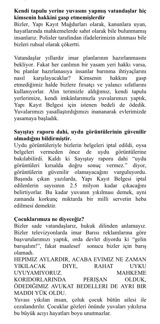 SevdiyeTy's tweet photo. @aliihsandesti @Mustafa_Destici Barinma ihtiyaci insanin en temel HAKKIDIR!
Bu ihtiyac siyaset ustudur. Kendi tapulu yerine evini yapmis birinin cezasi yikim olmamalidir. Yapici bir çözüm uretilmeli, insanlarin omurluk birikimleri moloz yigini olmamalidir.
#imarbarışıgüncellensin #YapiKayitBelgesiGeriVerilsin https://t.co/vI5MViZ4JD