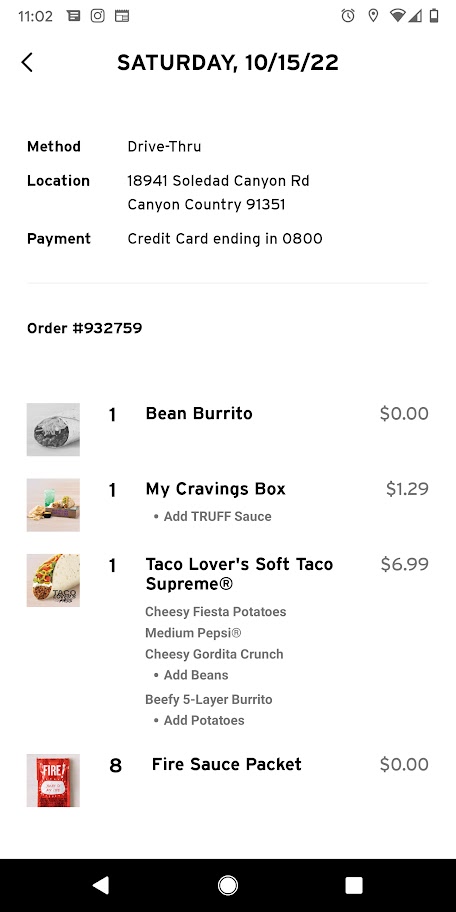 Nicky_Devlin's tweet photo. Yo @tacobell I ordered a cravings box a fire reward bean burrito and my taco lovers pass soft taco. I received a nacho fry combo and a hardshell taco, no burrito Trying to go through your app but this blank screen is all I get after submitting a report. Plz help I love your food https://t.co/vezrO14tgZ