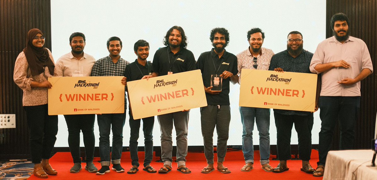 bankofmaldives's tweet photo. Congratulations to the winners that made it to BML Innovation Lab! 🎉 #BMLHackathon

💡Digital Onboarding by Mahfooz, Zayaan &amp; Irushaan 
💡Expense Tracker by Athik, Areen &amp; Yaniu 
💡Personal Finance Manager by Jailam, Ibrahim Hussain Shareef &amp; Eeman https://t.co/fHLCwlXMld