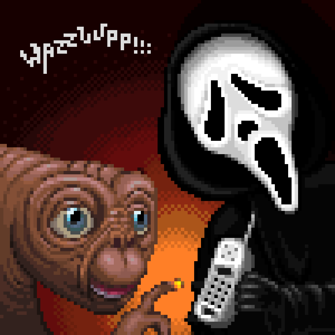 LLuheasy's tweet photo. Day 14 & 16 - E.T & Scream #paranormalpixels #pixelart #pixelartist https://t.co/98OxAm3w1N