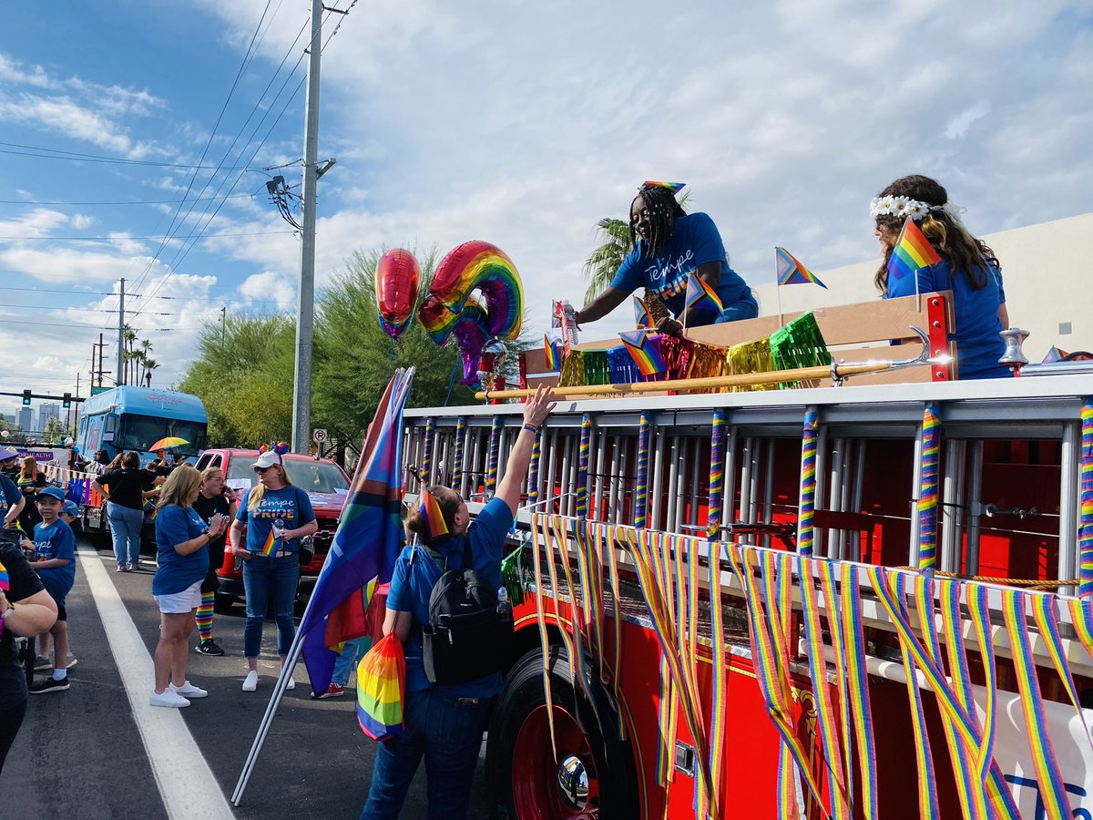 CMBerdettaHodge's tweet photo. Good times had by all at the annual #Pride festival! #TeamTempe definitely stole the show with our enthusiasm and vintage @TempeFire truck!! https://t.co/po1XRbBuy9