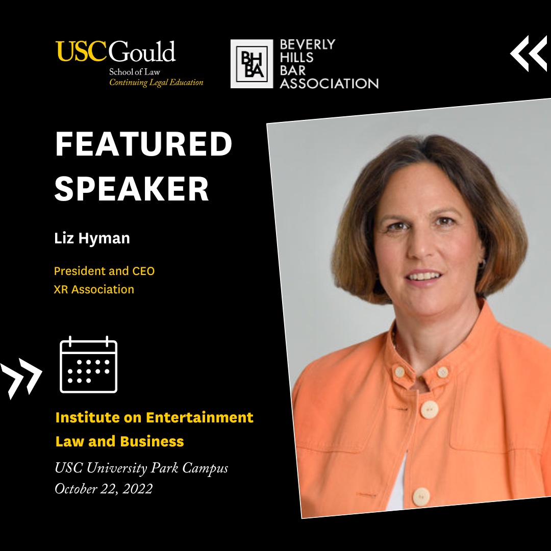 e_liz_dc's tweet photo. I’m looking forward to speaking at the 2022 Institute on Entertainment Law and Business hosted by @USCGouldCLE and @bhba on Oct. 22 at USC. I’ll be participating in the Multi of Metaverse session. Register here: https://t.co/p2gPElWOod #USCLawEnt https://t.co/q9dVrZQuTe